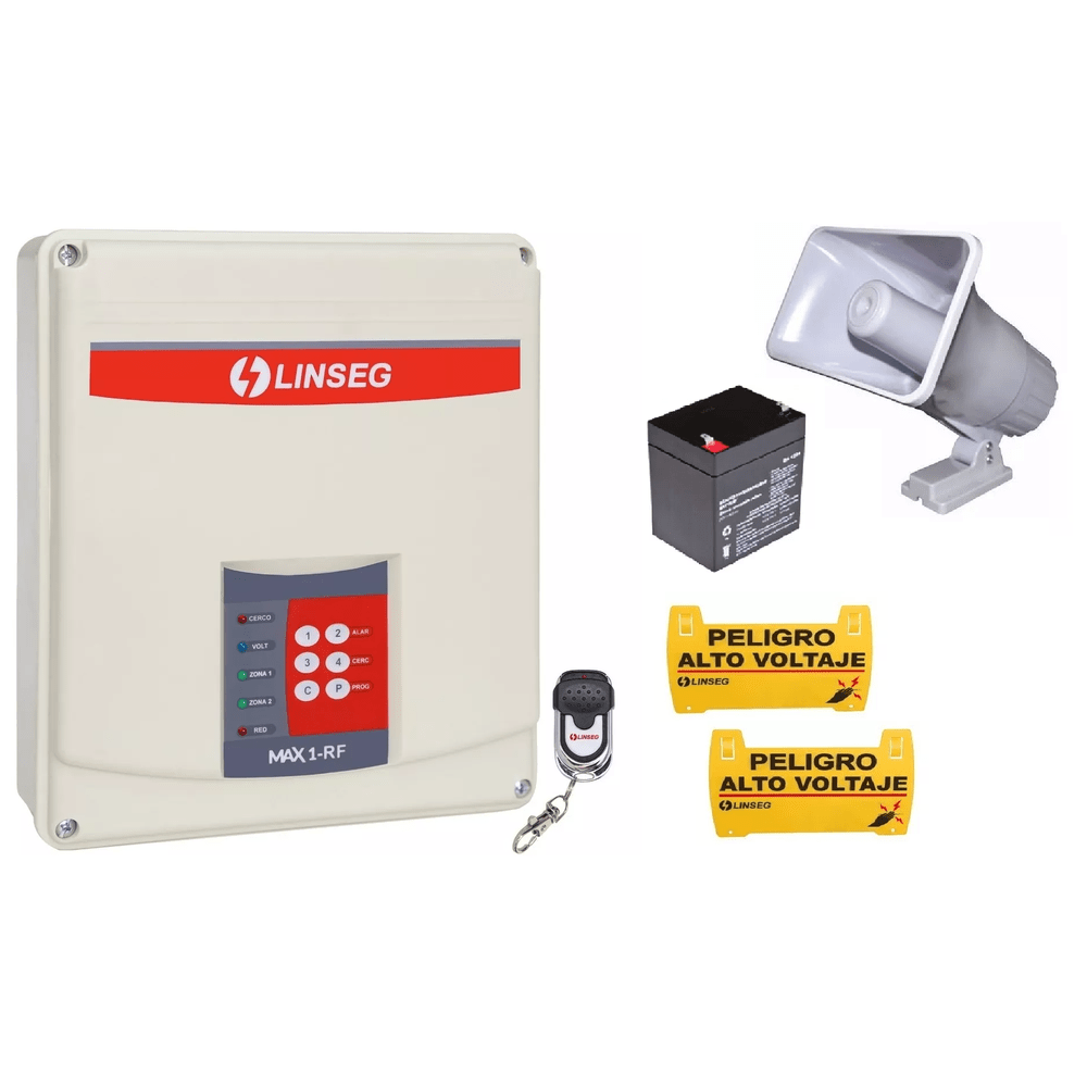 Kit Cerco Eléctrico Sirena alarma de alto voltaje Linseg MAX1 RF