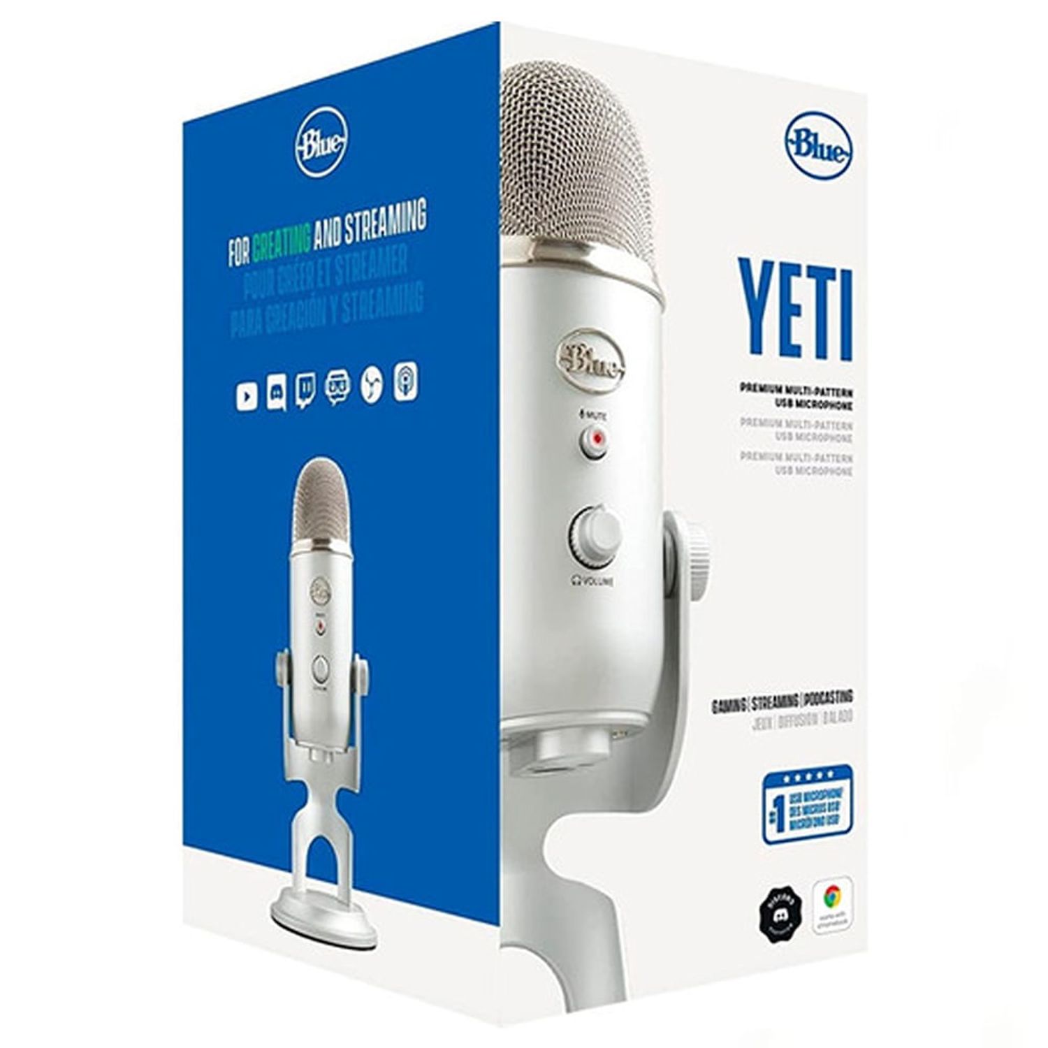 Micrófono USB para grabación Yeti, Blue, plateado