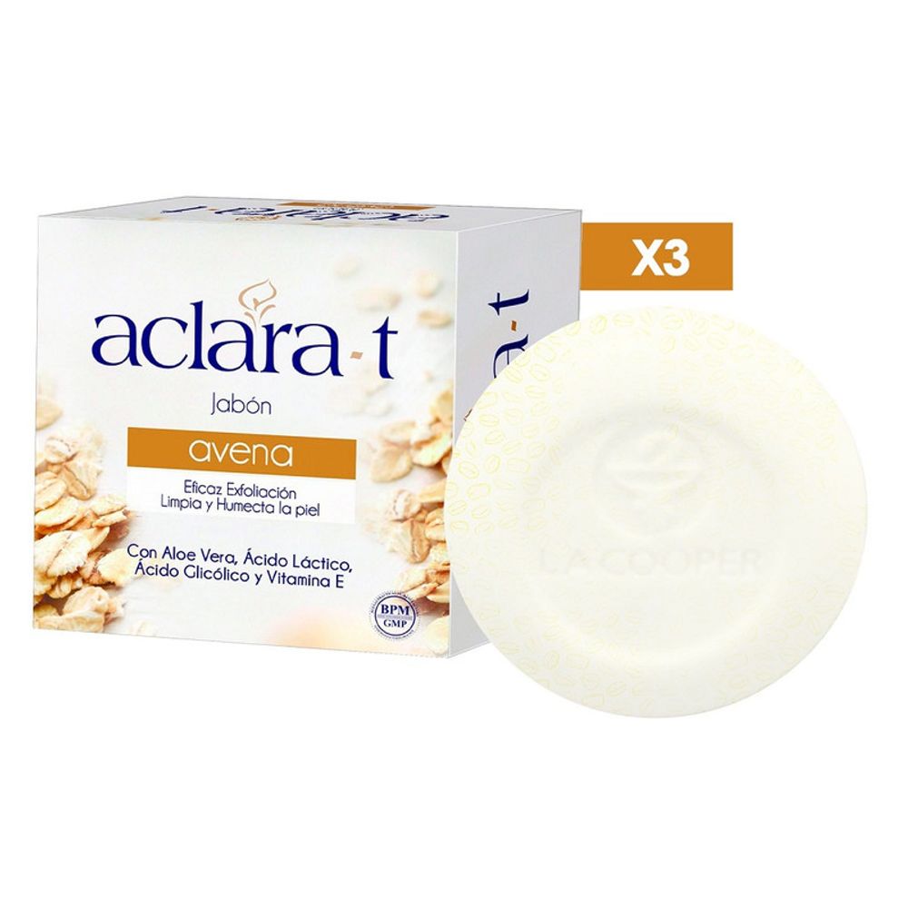 Jabón a base de Avena Aclara -T 80gr 3 Unidades