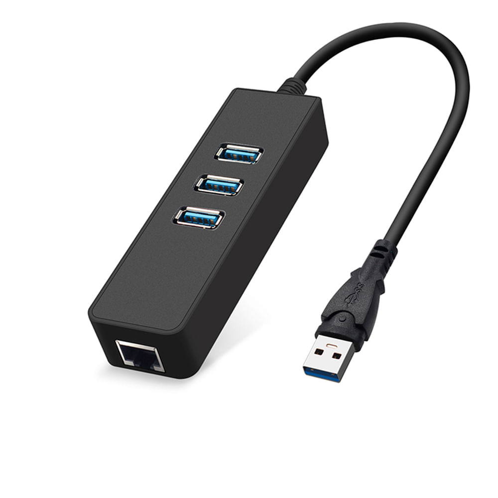 Adaptador USB 3.0 A Rj45 USB LAN Ethernet Gigabit + Hub 3 Puertos USB 3.0