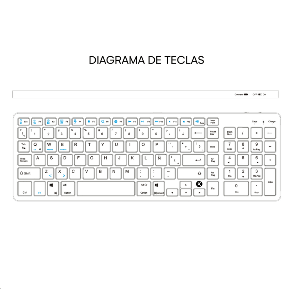 Teclado Inalámbrico Recargable Bluetooth para Tablet Laptop Celular I  Oechsle - Oechsle