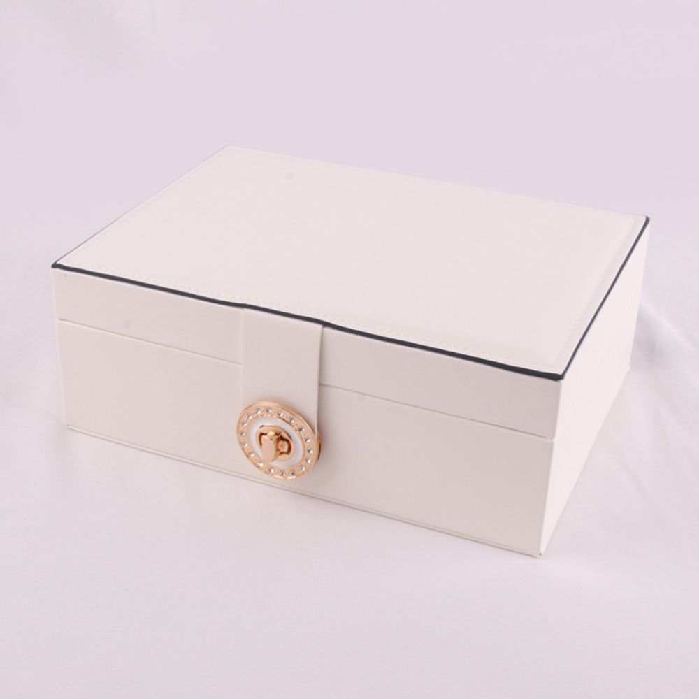 Joyero Organizador para Anillos Aretes Modelo Cofre con Seguro Color Blanco  M5 - 504BL02 - Promart