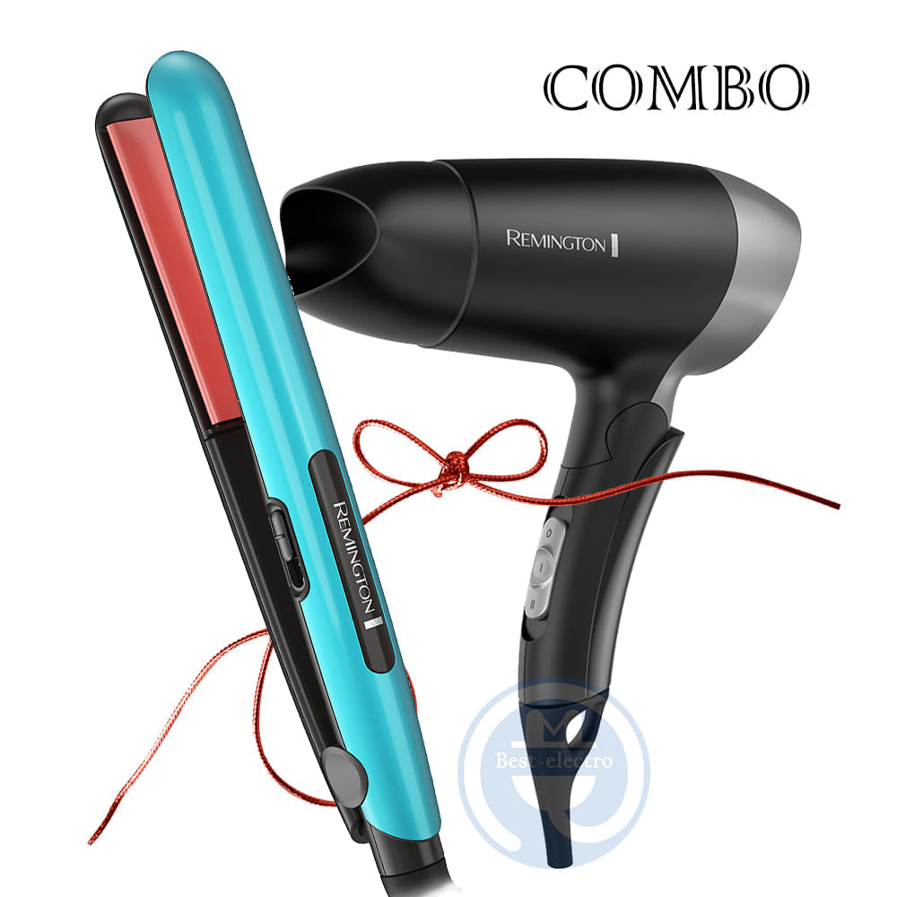 Combo Remington Alisadora Ceramic Colors S1520 y Secador Plegable D2400
