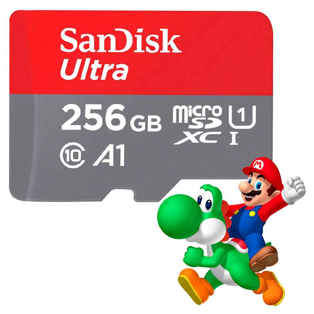 Memoria Sandisk Ultra 256GB para Nintendo Switch MicroSDXC UHS-I 120MB/s Gris/Rojo