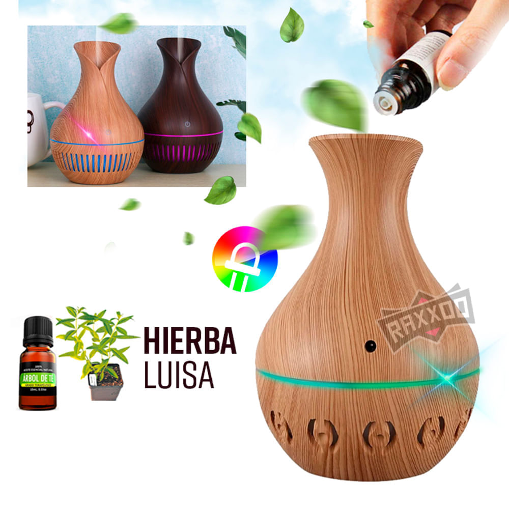 Humidificador difusor de aroma con luz led ultrasónico aromaterapia esencia Hierba Luisa