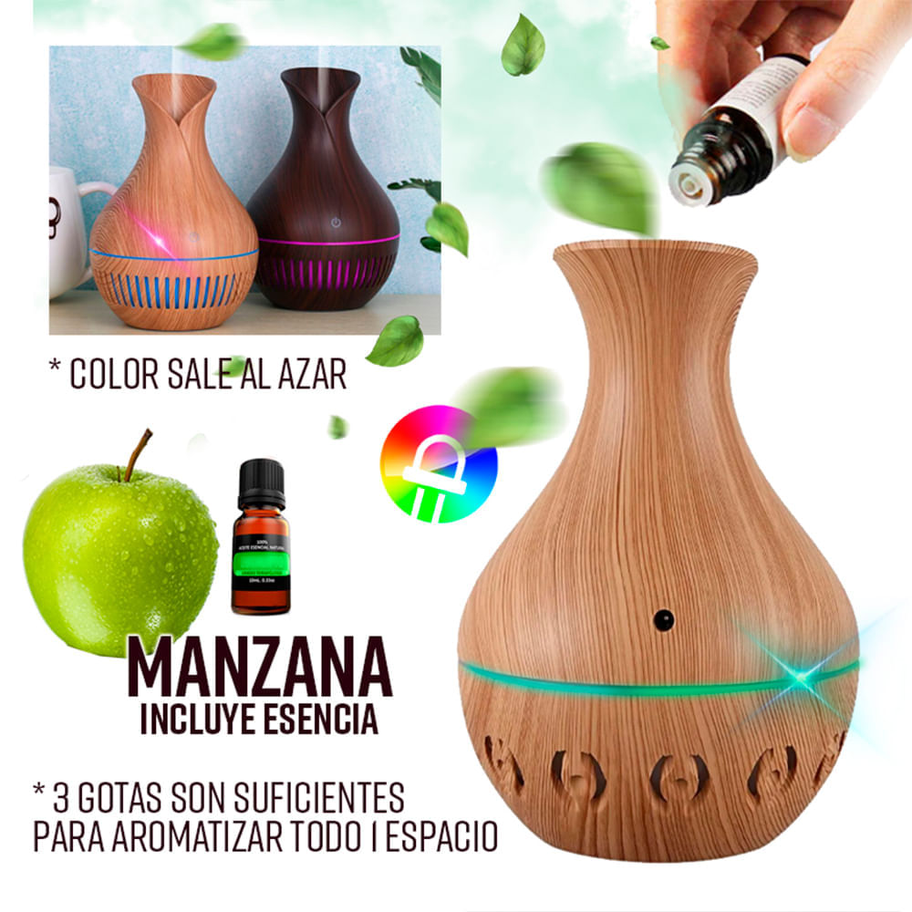 Humidificador difusor de aroma con luz led ultrasónico aromaterapia esencia Manzana
