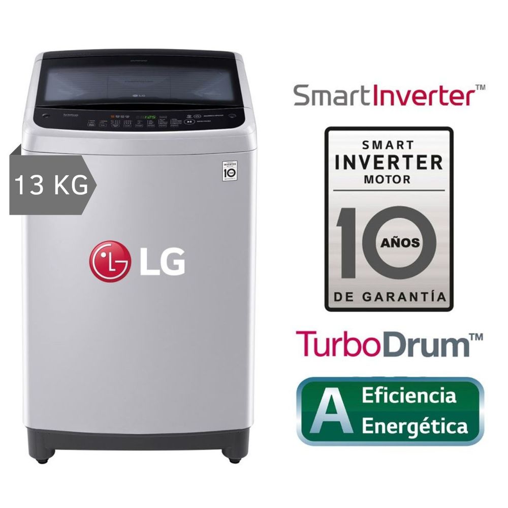 Discriminatorio Ortografía Felicidades Lavadora LG 13 Kg Smart Inverter con TurboDrum TS1366NTP Gris I Oechsle -  Oechsle