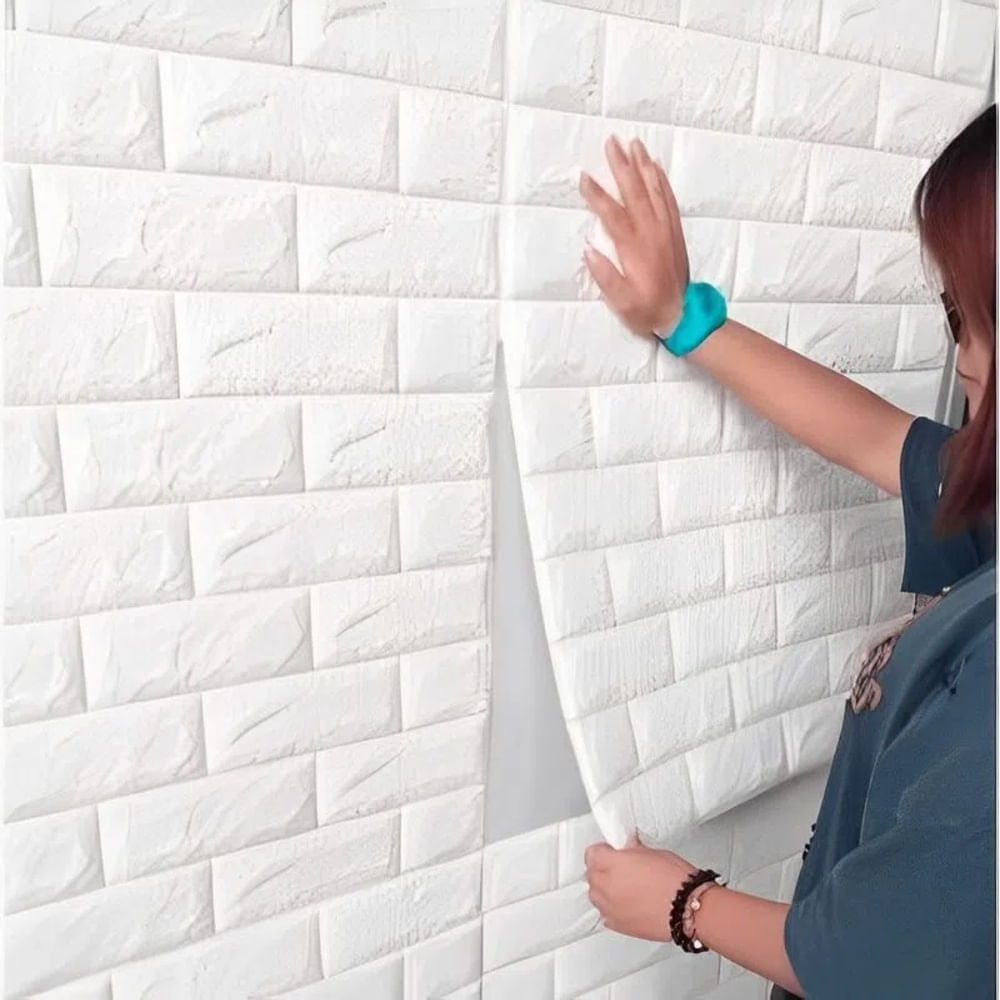 Papel tapiz ladrillo mural decorativo 3d autoadhesivo - blanco GENERICO