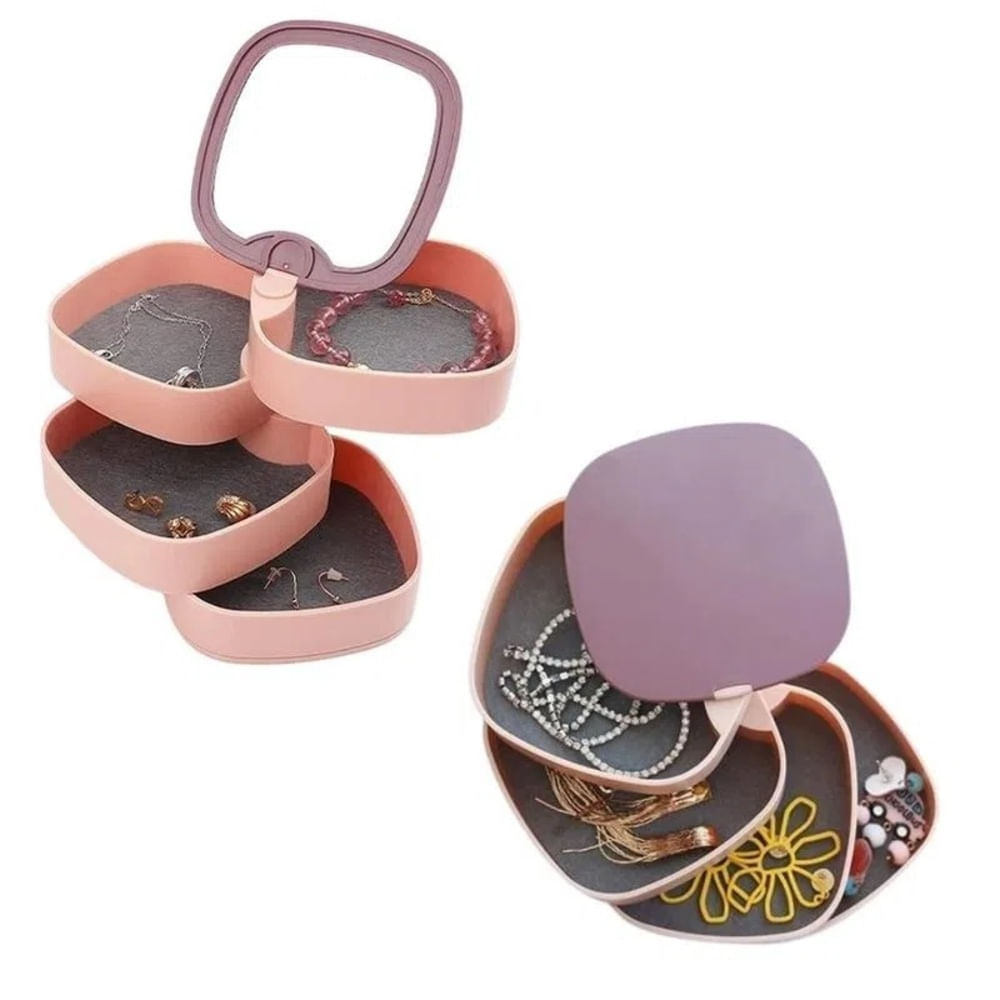 Joyero Organizador 360° 4 Capas con Espejo