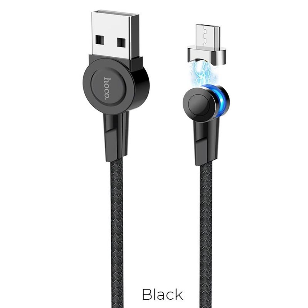 Cable Magnetico USB a Micro USB 1.2m Hoco S8 Negro De Alta Calidad