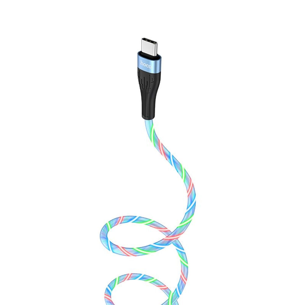 Cable Con Luz Tipo C 1m Hoco U85 Negro De Alta Calidad y Durabilidad