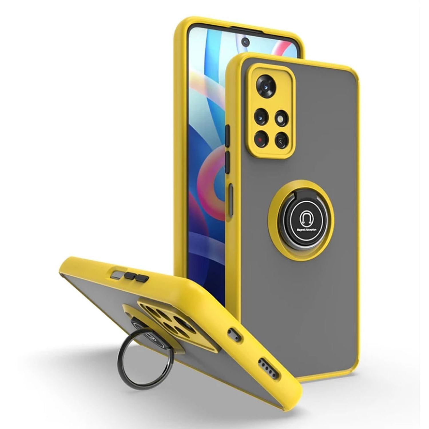 Funda Case para Xiaomi Redmi 12 Ahumado con Anillo Amarillo