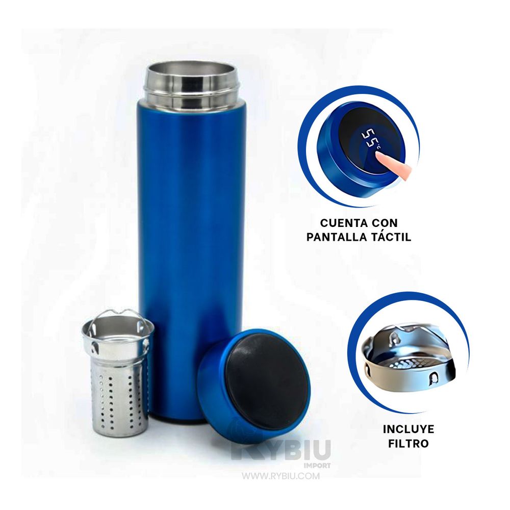 Botella de Agua Inteligente con Filtro de Te Azul - Promart