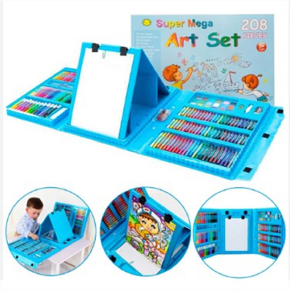 Super Mega Set de Arte 208 Piezas Kit de Dibujo Niños Celeste I Oechsle -  Oechsle