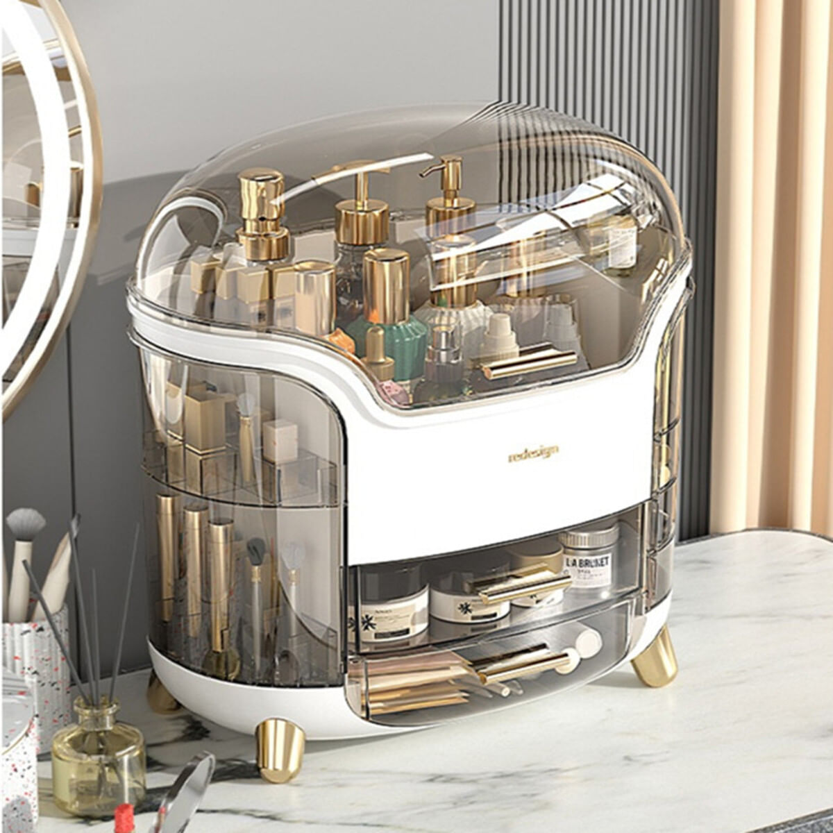 Organizador de Cosméticos Maquillaje Joyas Estilo Europeo Multifuncional Blanco