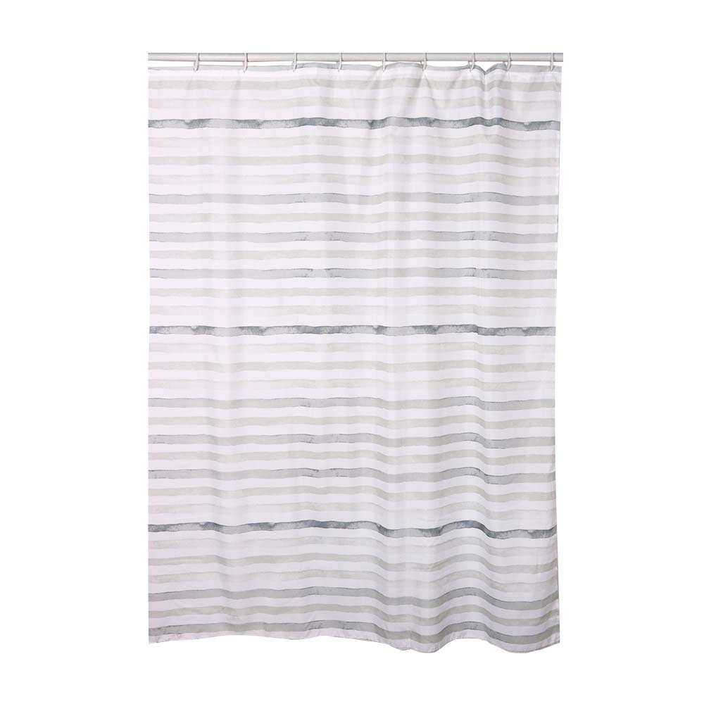Cortina de Baño Orange Stripes Gris 180x180cm Poliéster Impermeable