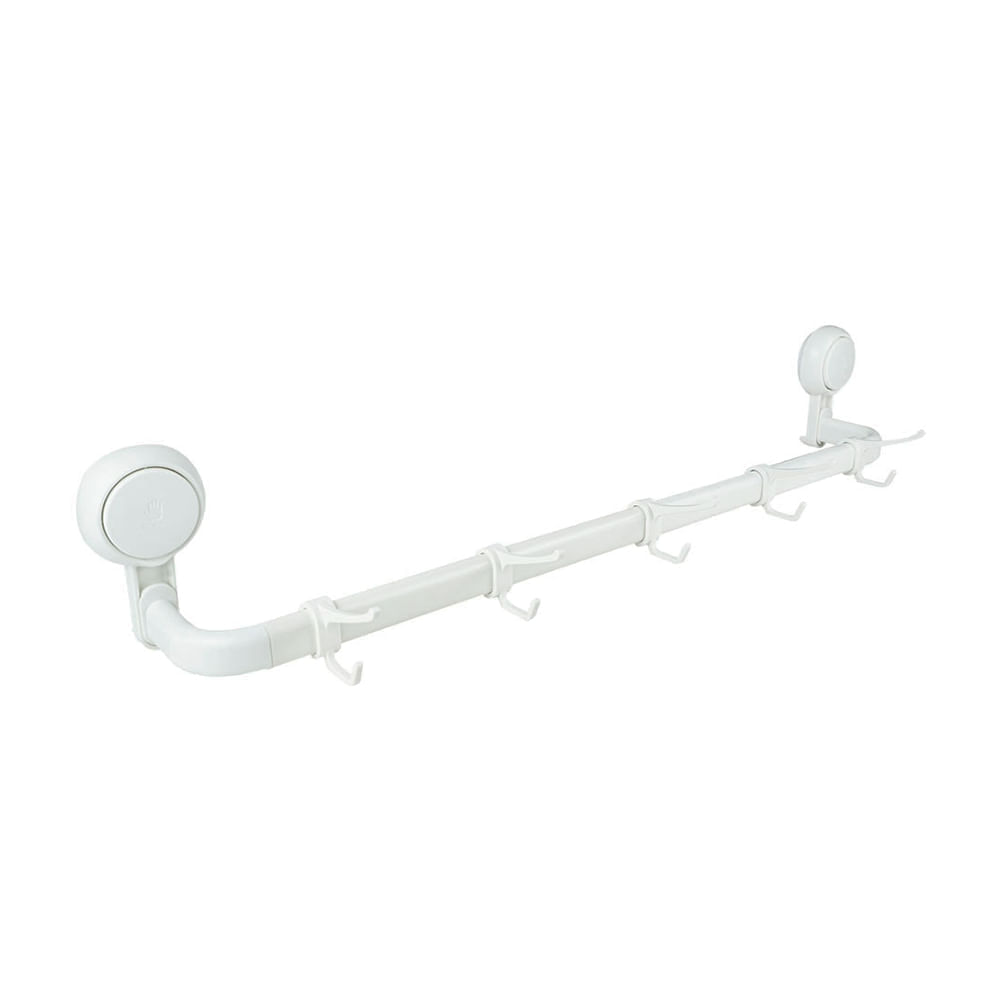 Toallero Barra Basa Lock con Ganchos y Succión Blanco ABS