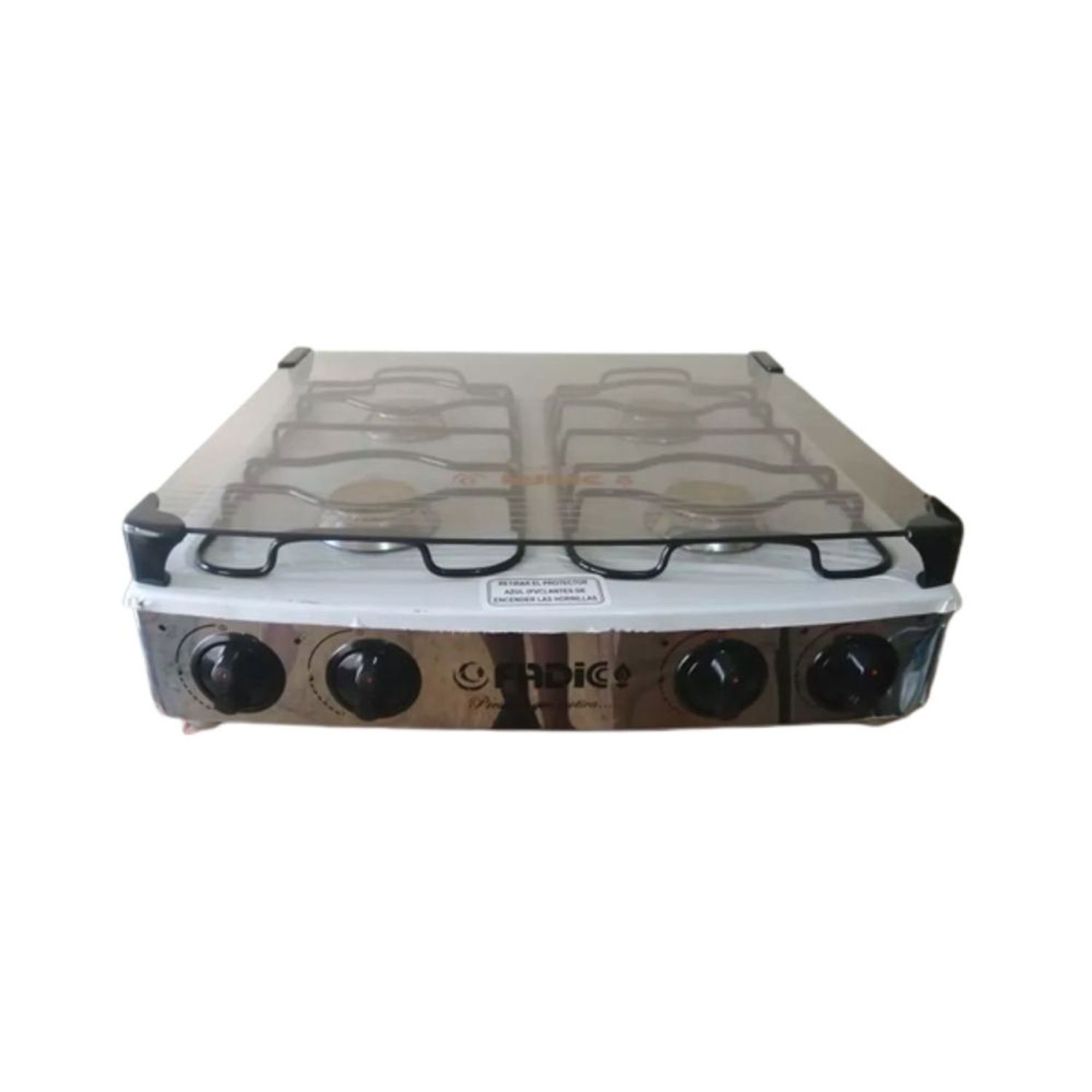 COCINA DE MESA 4 HORNILLAS TOTAL ACERO INOX TAPA DE VIDRIO JAZMIN 20 ...