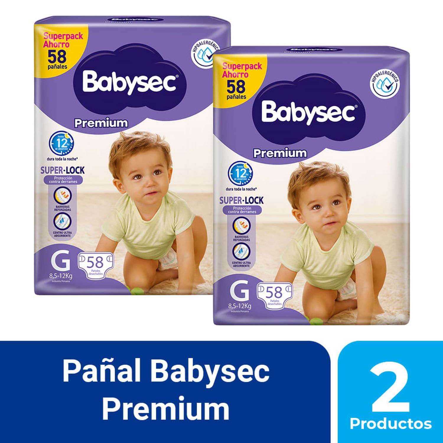 Pack Pañales para Bebé BABYSEC Premium G - Paquete x2un - Oechsle