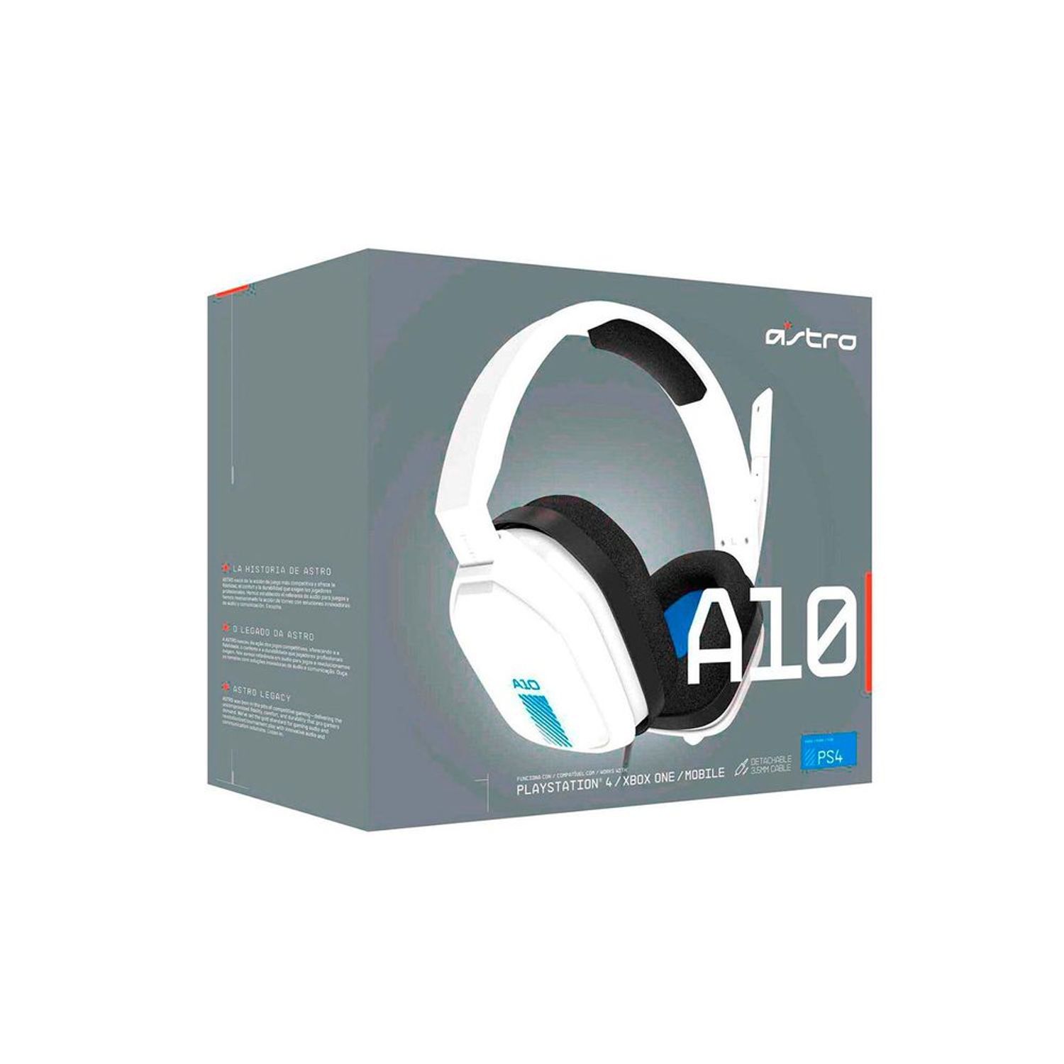 Auriculares gamer astro a10 2025 white y blue detalles