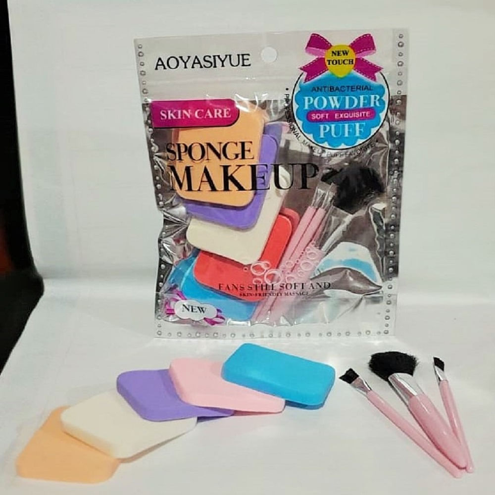 Set 5 Esponjas de Maquillaje + 3 Mini Brochas