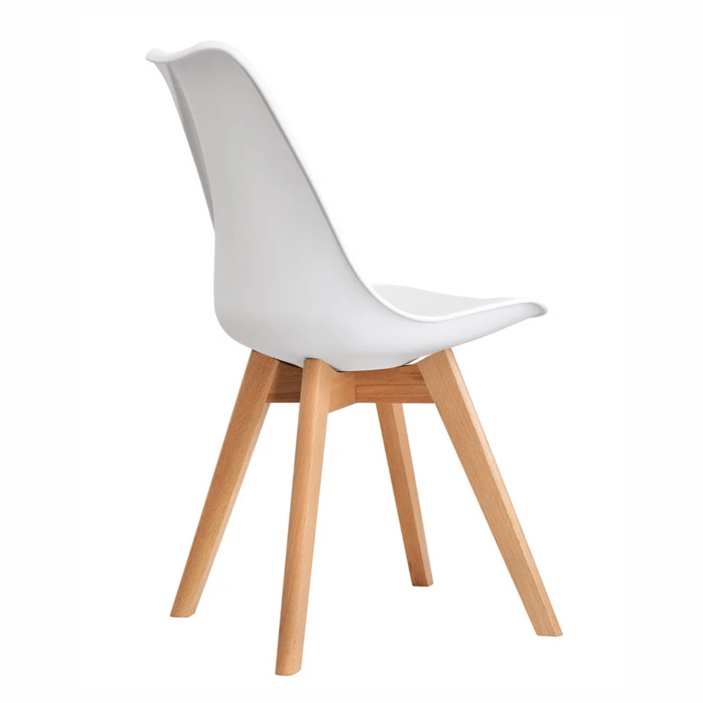 Silla Nórdica blanca con reposabrazos, patas de madera - 2