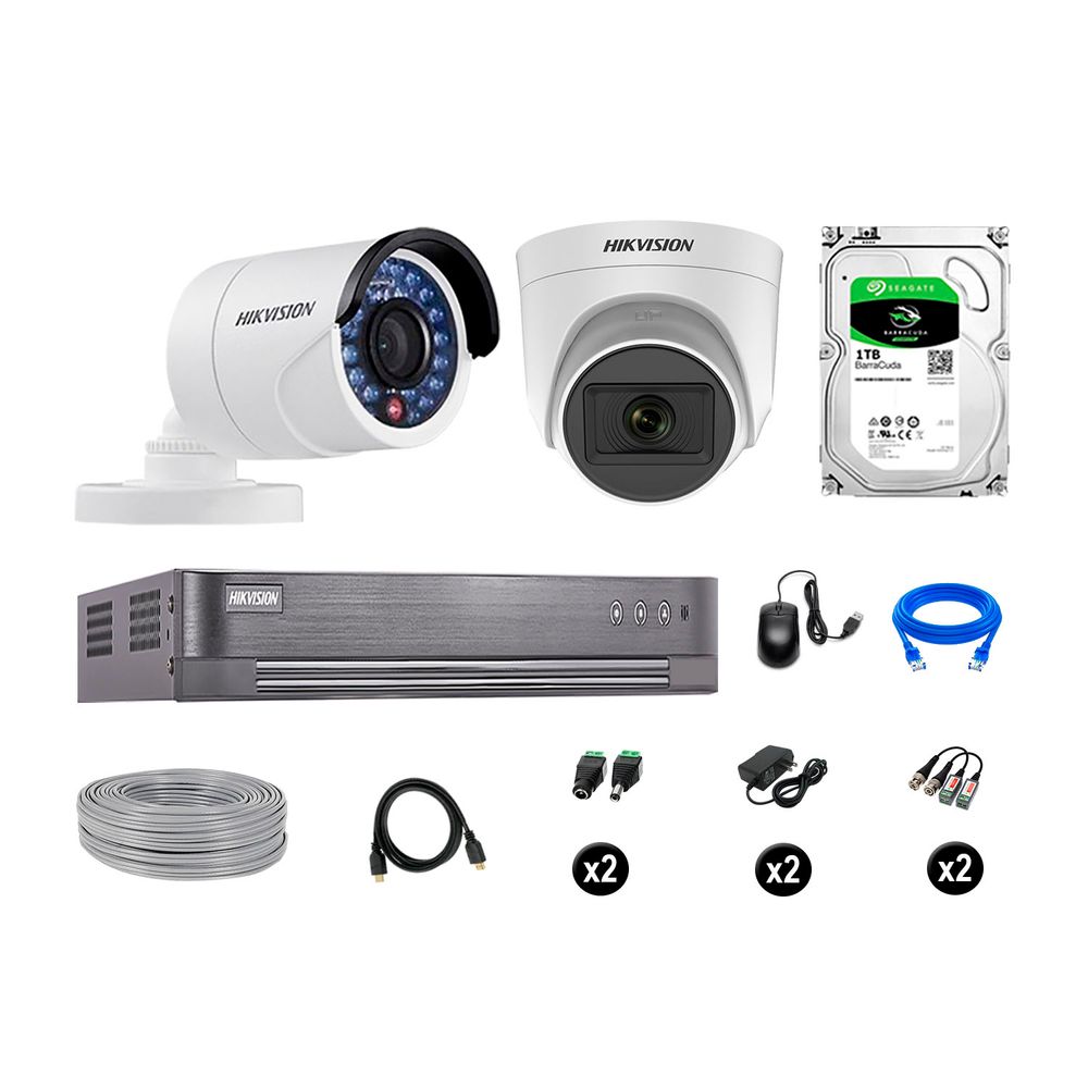 KIT 2 Cámaras de vigilancia (Up to 4), DVR 1TB