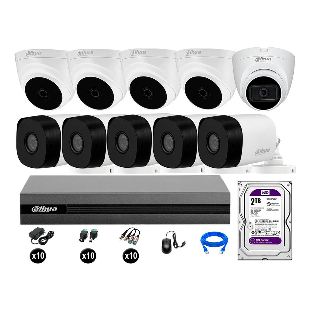 Cámaras Seguridad Kit 10 Dahua Full Hd 2tb 1 Cámara con Audio