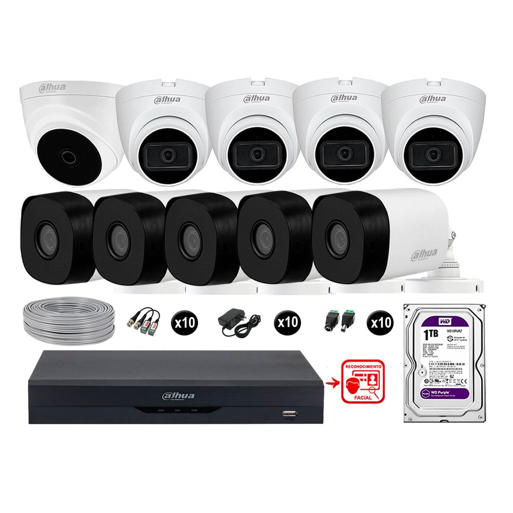 Cámaras Seguridad Kit 10 Fhd 4 Camara Audio 1tb Reconocimiento Facial