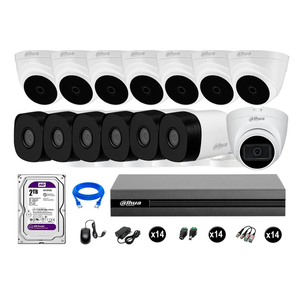 Cámaras Seguridad Kit 14 Dahua Hd 720p 2tb 1 Cámara con Audio