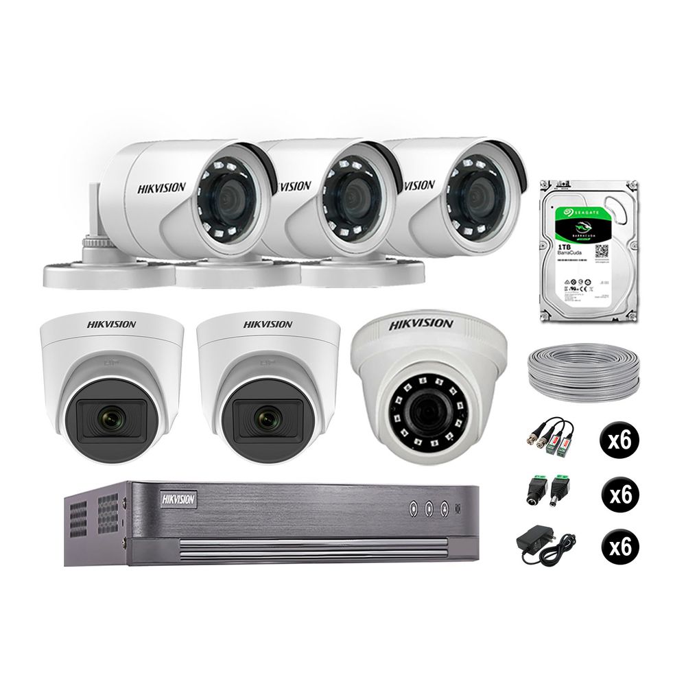 KIT 6 Cámaras de vigilancia, DVR 1TB