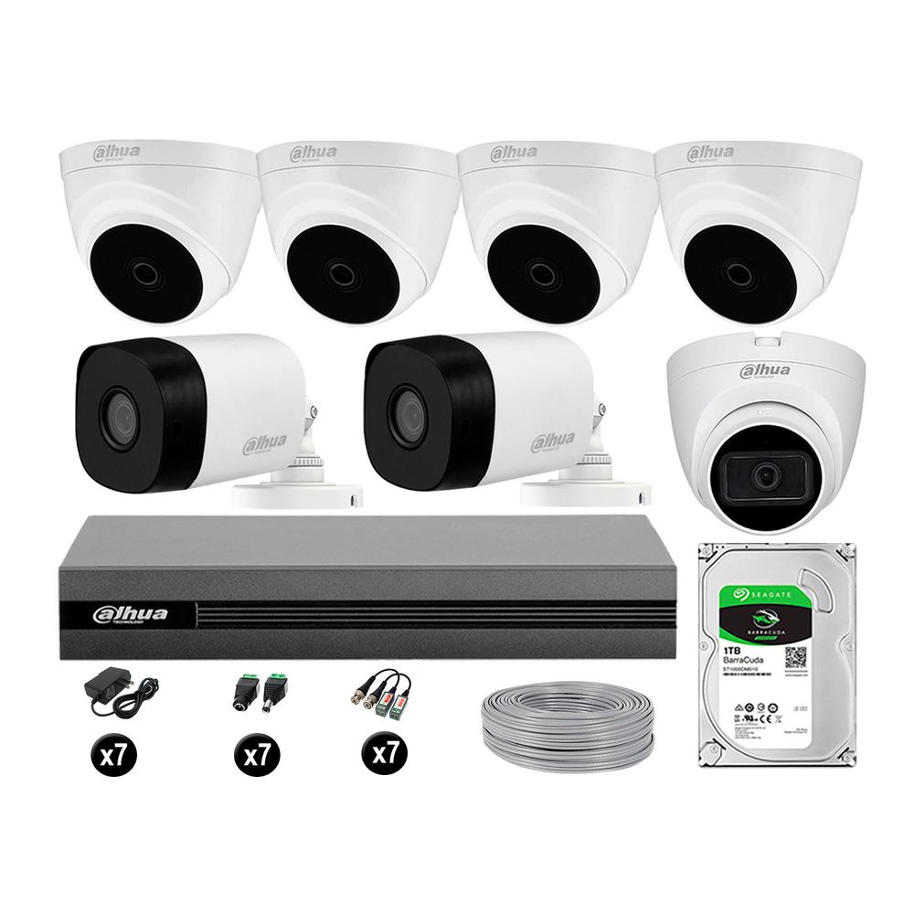 Cámaras Seguridad Kit 7 Dahua Full Hd 1tb 1 Cámara con Audio Completo