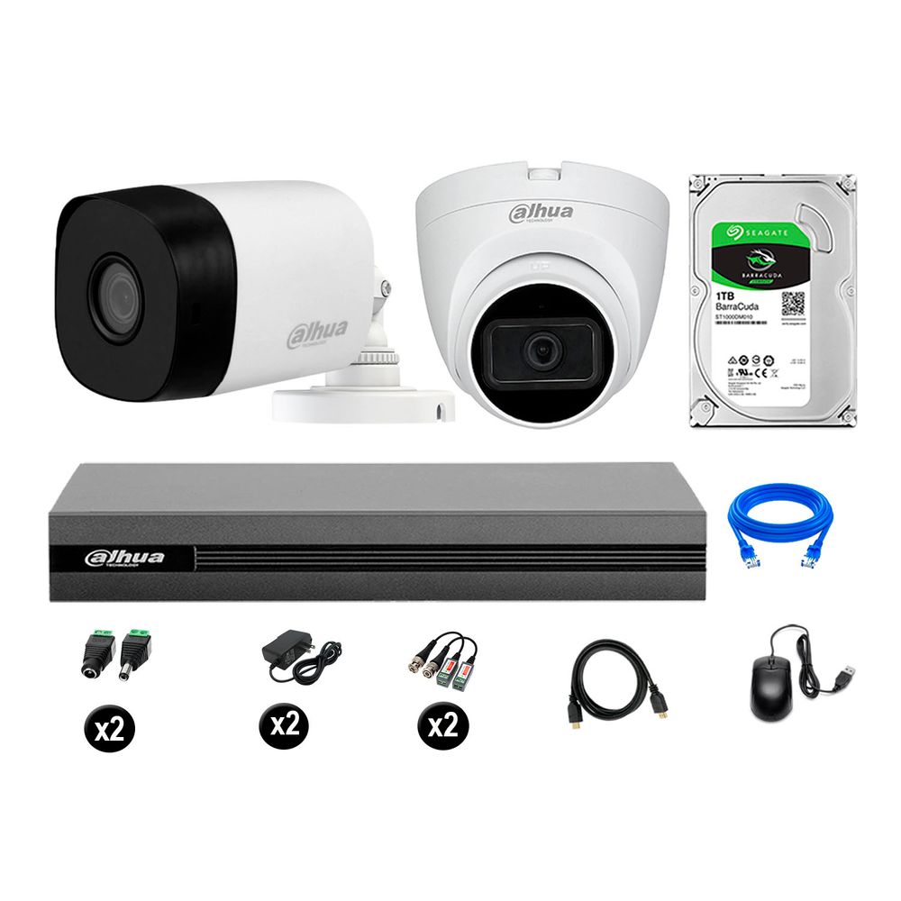 Cámaras Seguridad Kit 2 Dahua Full Hd 1tb 1 Cámara con Audio