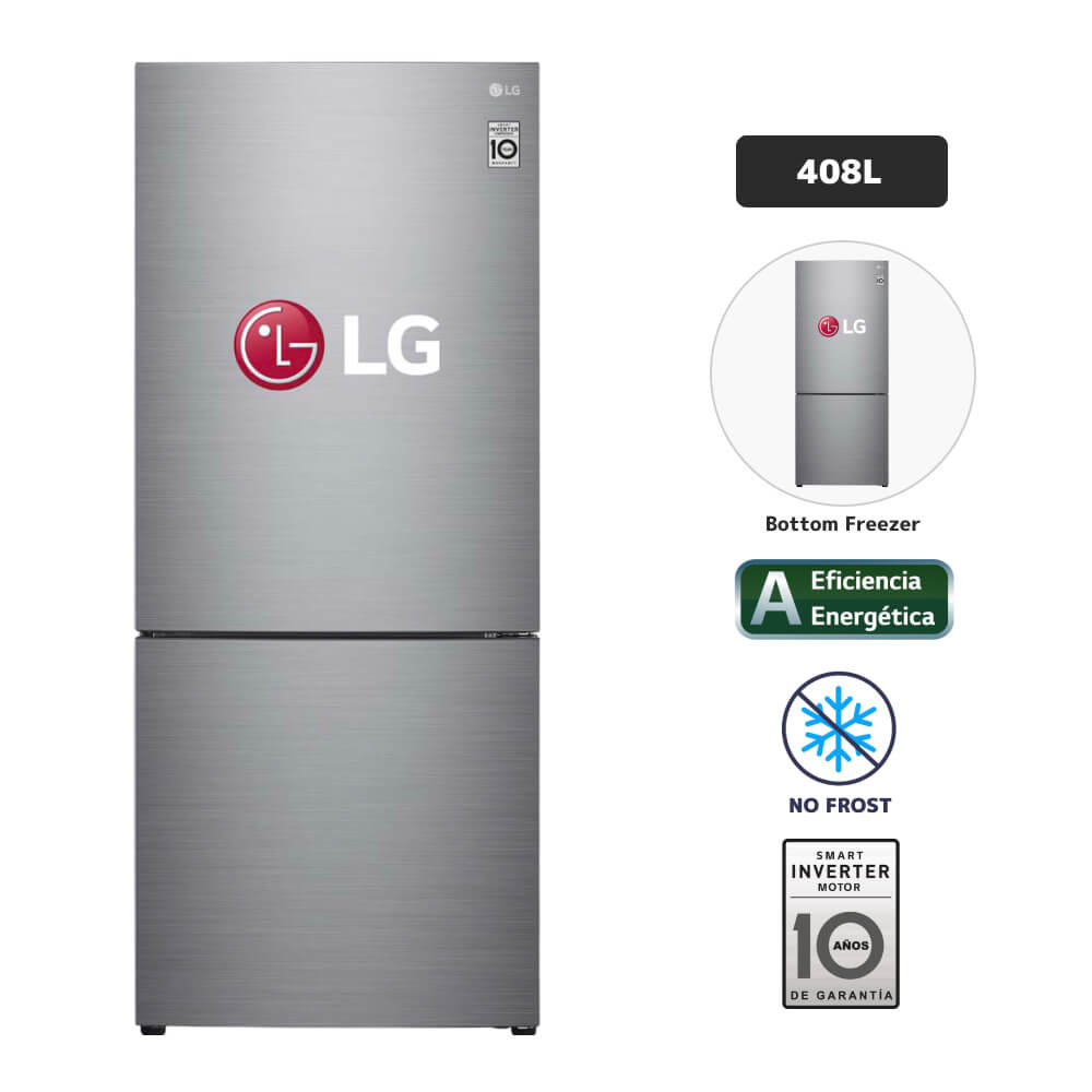 Refrigeradora LG 408L No Frost GB41BPP Plateado