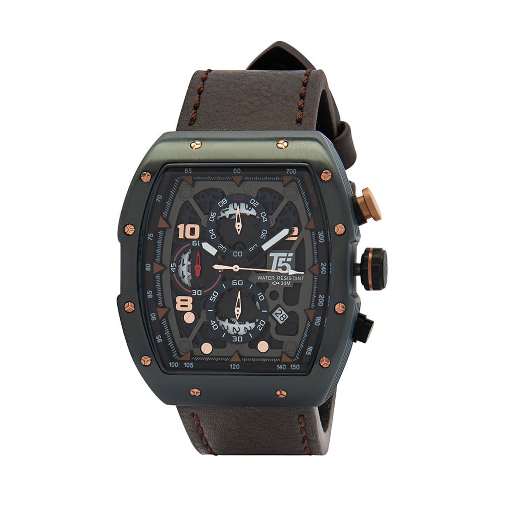 Reloj-T5-H3870G-Acuatico-Cronografo-Color-Marron-con-Negro Reloj-T5-H3870G-Acuatico-Cronografo-Color-Marron-con-Negro