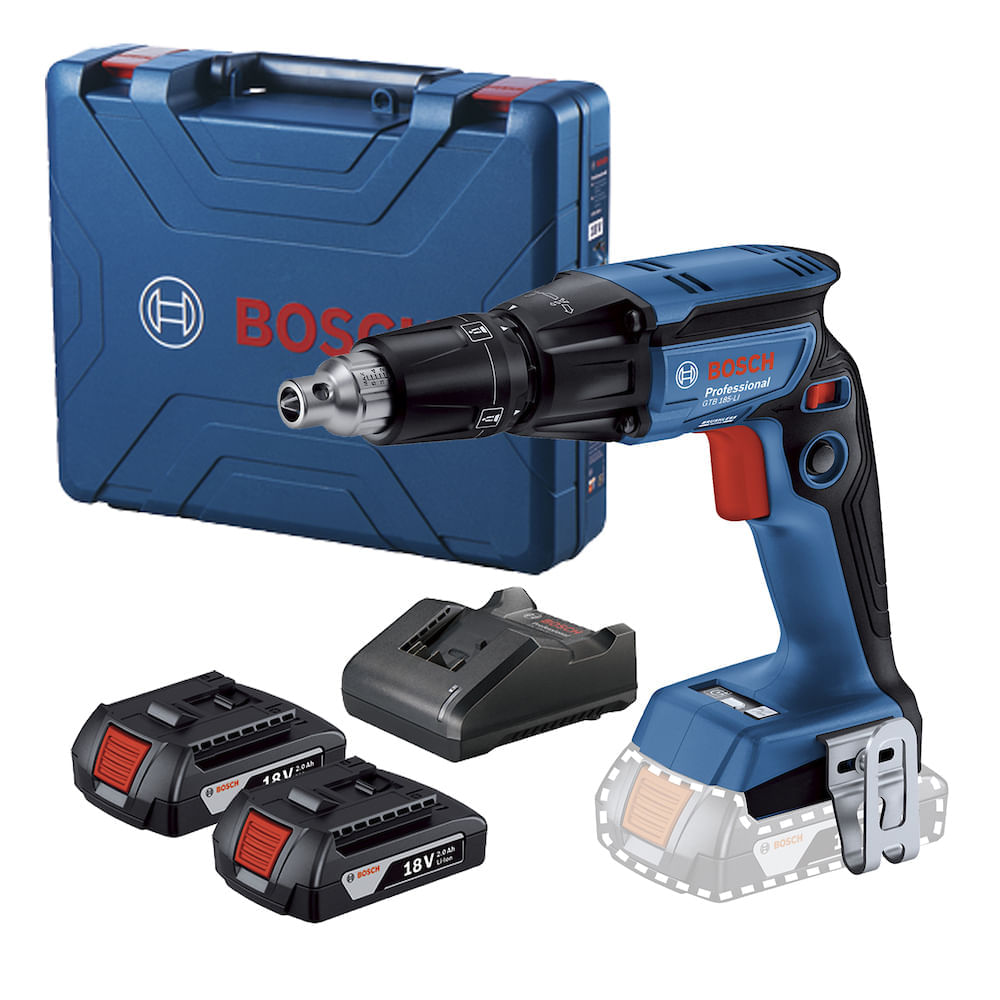 Atornillador para Drywall 1/4" 18V Brushless 2 Bat 2.0 Ah Bosch GTB 185-LI