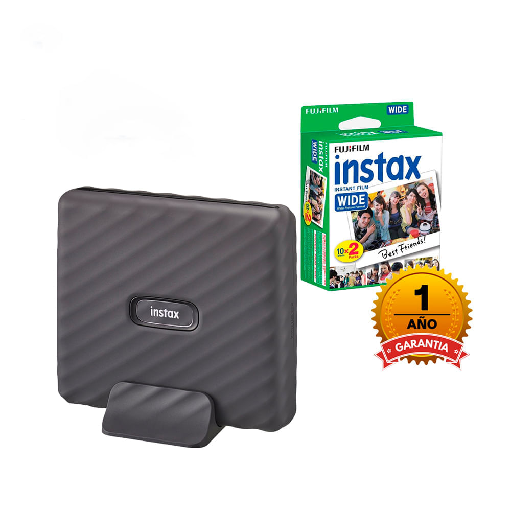 Impresora Fujifilm Instax Link Wide Mocha Gray+Pack Pelicula Widex20