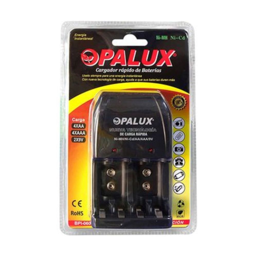Cargador de Baterías / Pilas Recargables 9V/AA/AAA Opalux Negro I Oechsle -  Oechsle