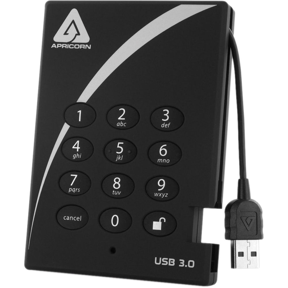 Disco Duro Externo Apricorn Aegis Padlock de 2Tb con Acceso Pin y Encriptación Usb 3.1 Gen 1