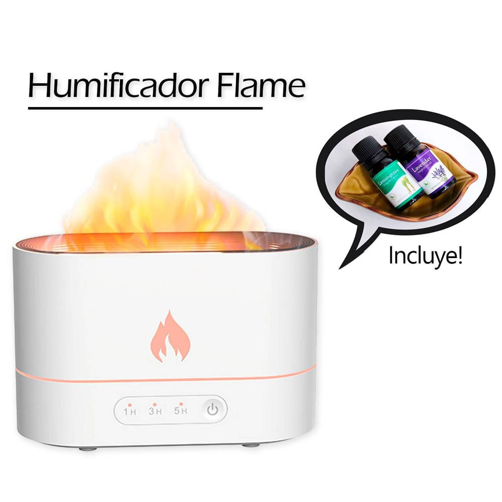 humidificador de aire 3D Flame Aromatizante Blanco+Esencia
