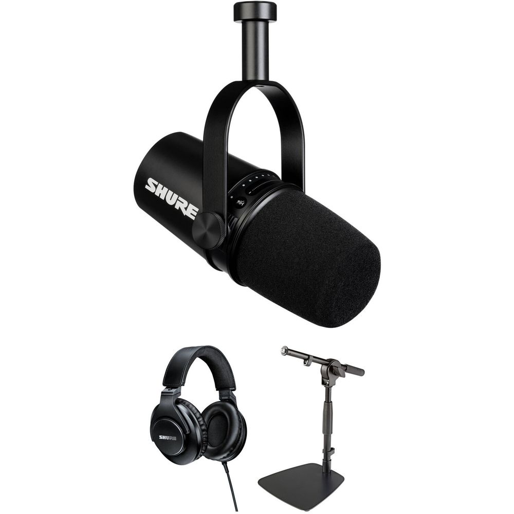 Kit de Micrófono para Podcast Shure Mv7 con Auriculares Shure Srh440 y  Soporte para Micrófono Negro I Oechsle - Oechsle