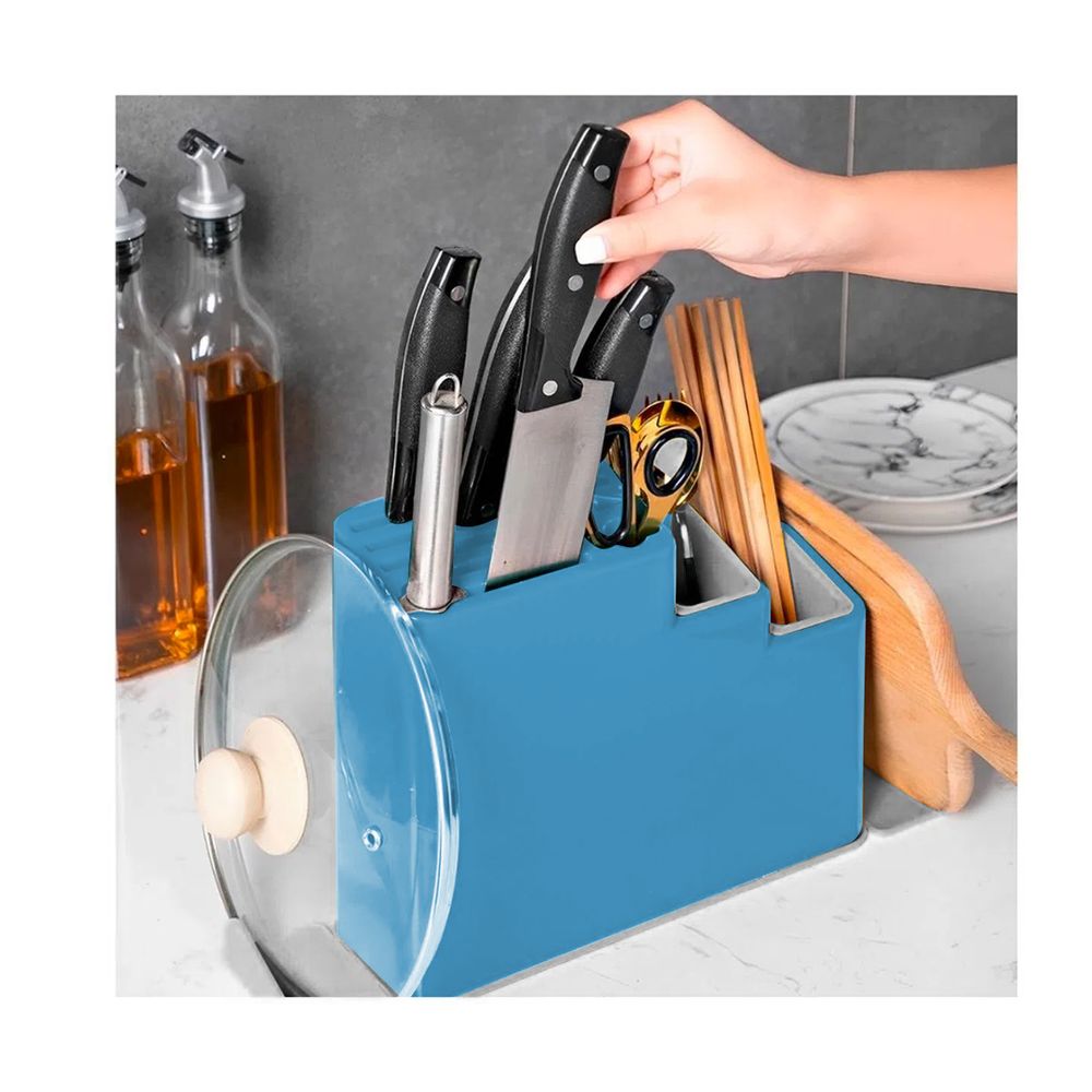 Organizador Multiuso Para Cocina Cuchillos Tijera Utensilios Celeste