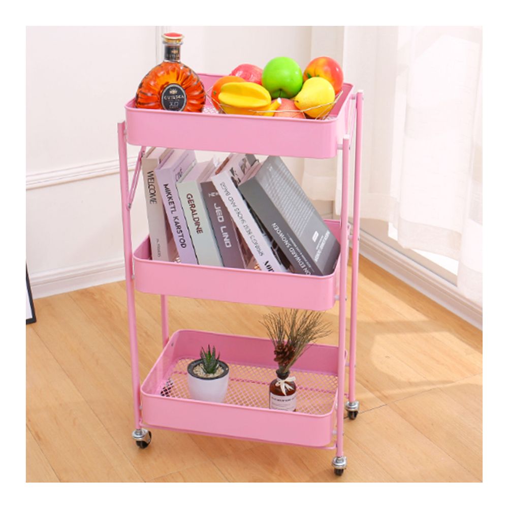 Estante Organizador Plegable Cocina Comedor Hogar 3 Niveles Rosa
