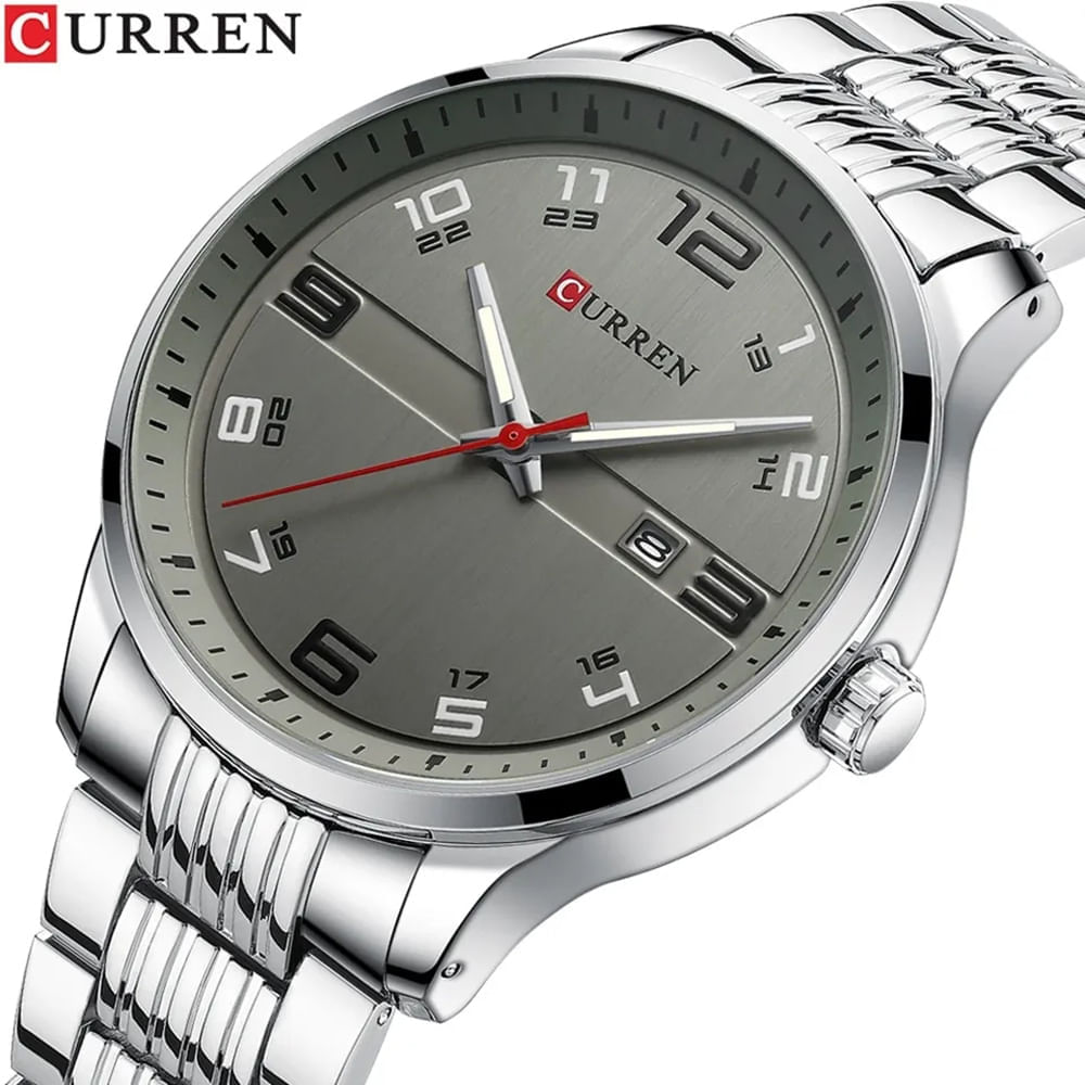 Reloj ELEGANTE Hombre CURREN 8411 Correa Acero Inoxibable Gris