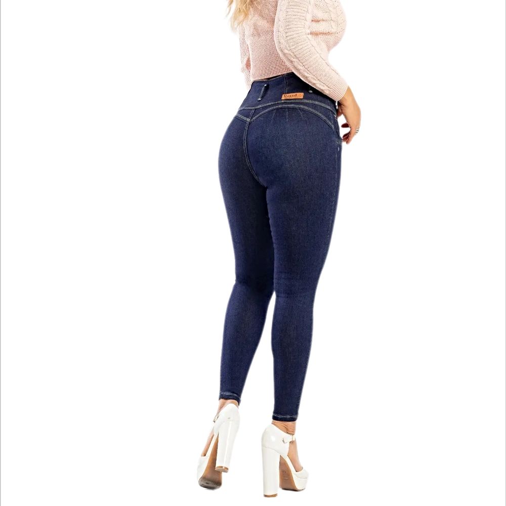 Pantalón Jeans Strech 1 Botón Rasgado Corte Corazón – Gamarra