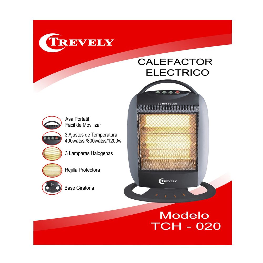 Calefactor Trevely TCH020 asa portátil 1200 W 3 niveles de potencia I Oechsle