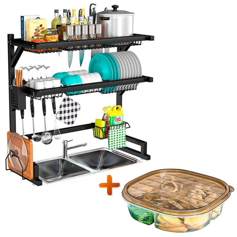 Escurridor de Platos Organizador para Cocina con Portacucharones Premium  65cm