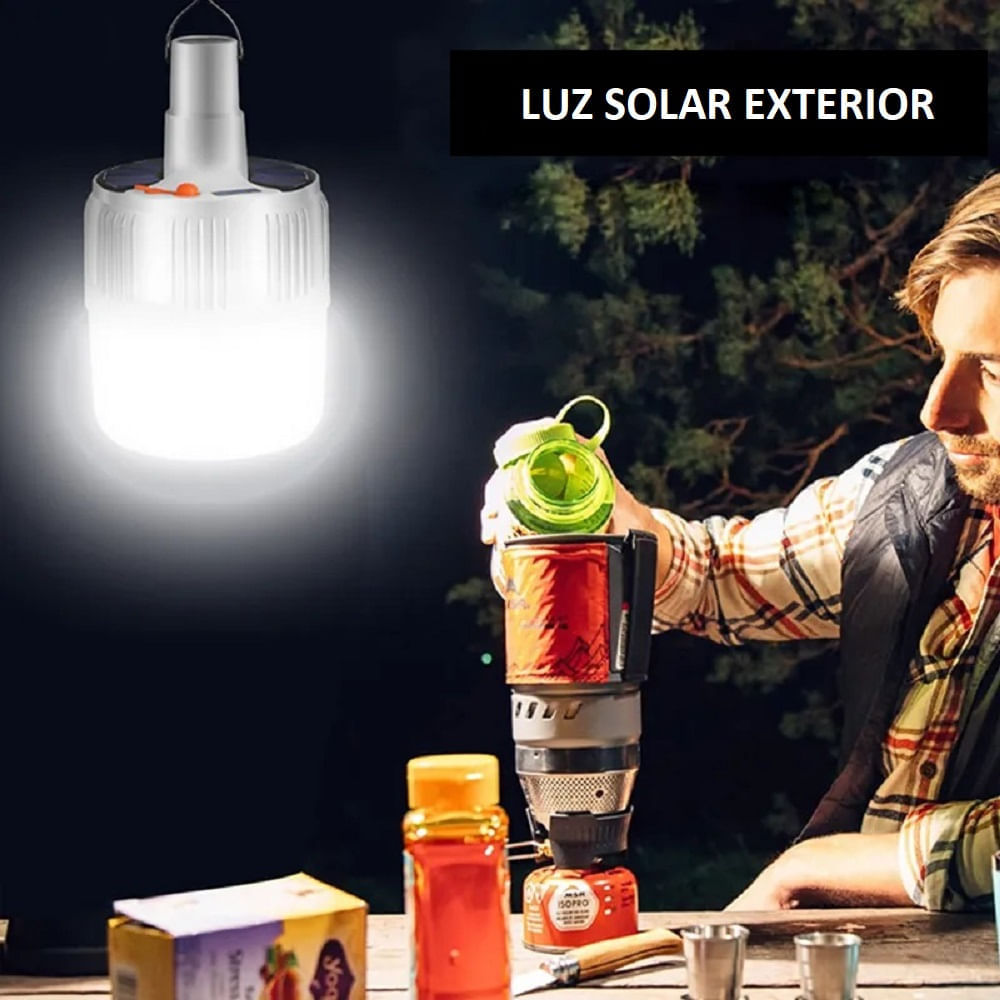lámpara solar, foco de luz LED portátil, lámpara de luz LED portátil solar,  recargable. Lámpara para el hogar, interior, exterior, emergencia