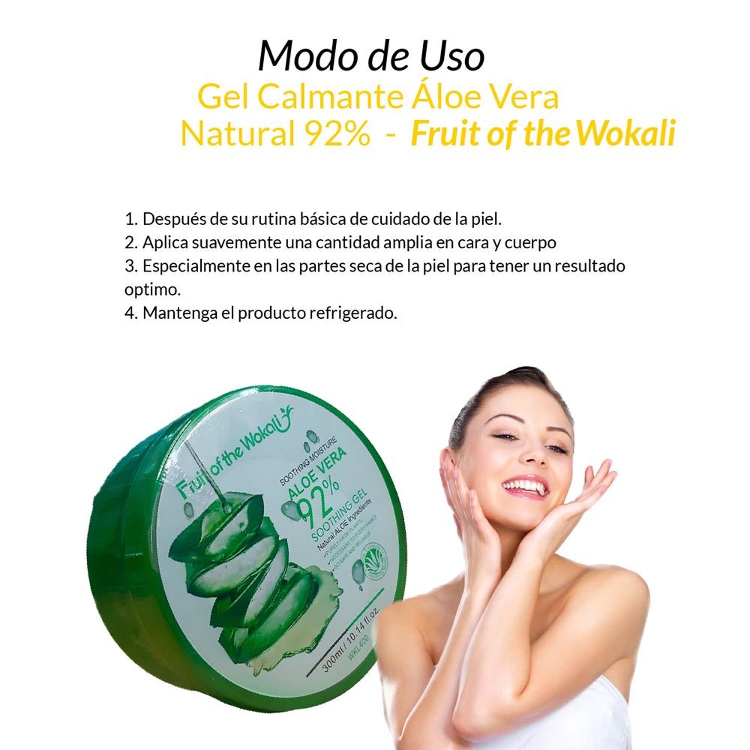 Gel Calmante Aloe Vera Natural 92 Fruit Of The Wokali 300ml 3 Unidades ...