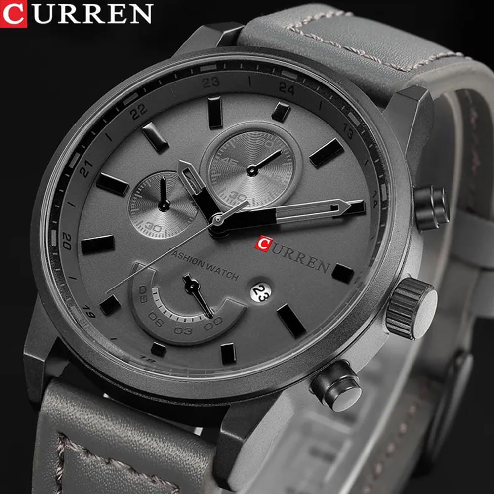 Reloj ELEGANTE Hombre CURREN 8217 Gris Correa de Cuero